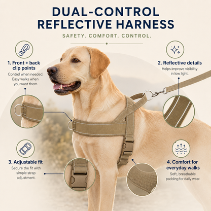 Dual-Control Reflective Dog Harness
