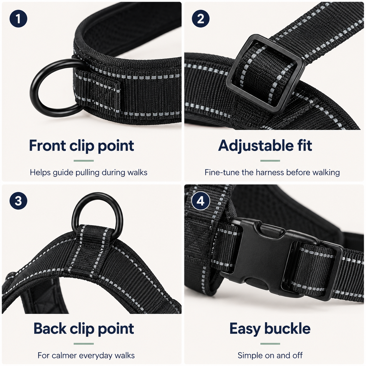 Dual-Control Reflective Dog Harness